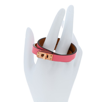 HERMES Swift Mini Kelly Double Tour Bracelet T2 Rose Azalee