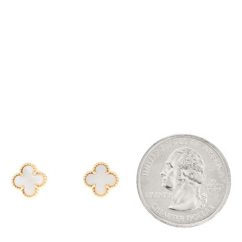 VAN CLEEF & ARPELS 18K Yellow Gold Mother of Pearl Sweet Alhambra Earrings