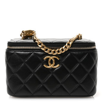 CHANEL Lambskin Quilted Small Pillow Crush Vanity Case With Chain Black