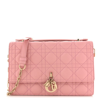 CHRISTIAN DIOR Lambskin Cannage My Dior Top Handle Bag Old Rose