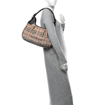 BURBERRY Haymarket Check Small Brooklyn Hobo Brown