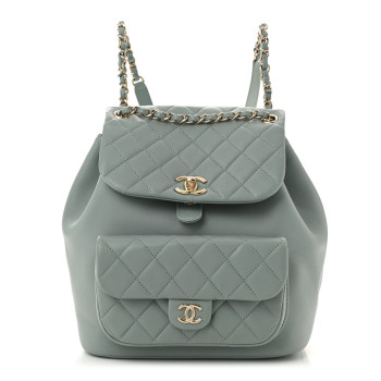 CHANEL Lambskin Quilted Large Duma Drawstring Backpack Grey