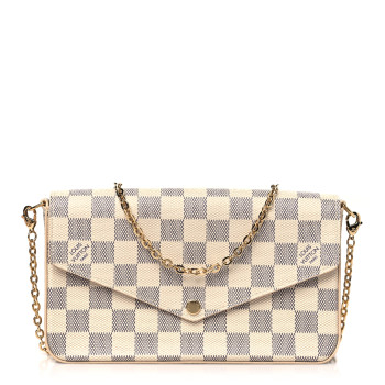 LOUIS VUITTON Damier Azur Pochette Felicie Chain Wallet Rose Ballerine