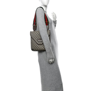 GUCCI GG Supreme Monogram Web Medium Neo Vintage Flap Messenger Bag Beige New Acero