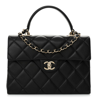 CHANEL Caviar Quilted Medium Retro Twist Top Handle Flap Black