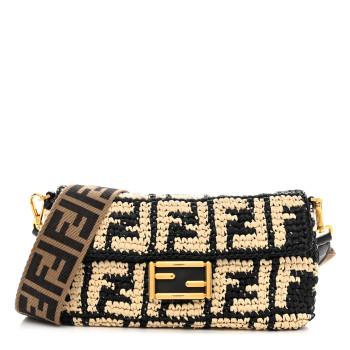 FENDI ラフィア クロシェドローストリング ロール スモール ラフィア ブラウン | Fendi