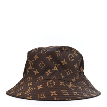 LOUIS VUITTON Nylon Monogram Reversible Bob Bucket Hat S Brown Black