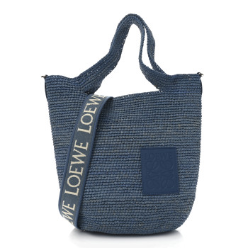 LOEWE Raffia Mini Slit Tote Bag Blue