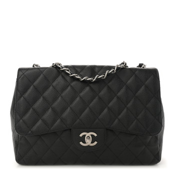 CHANEL Caviar Quilted Jumbo Single Flap Black