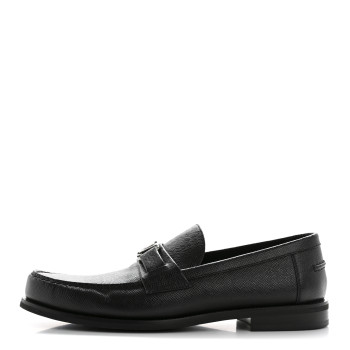 LOUIS VUITTON Taiga Mens Loafers 9 Black