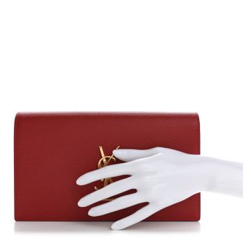 SAINT LAURENT Grain De Poudre Classic Monogram Kate Clutch New Red