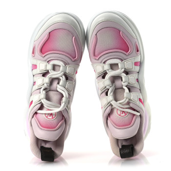 LOUIS VUITTON Calfskin Technical Nylon LV Archlight Sneaker 37 Rose Clair
