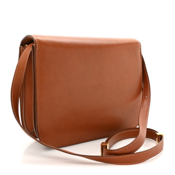 CELINE Natural Calfskin Medium Classic Box Flap Bag Tan