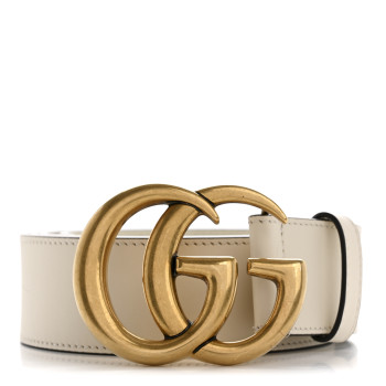 GUCCI Calfskin Double G 40mm Belt 115 46 Mystic White