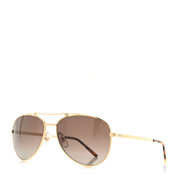 CARTIER Santos CT0083S Aviator Sunglasses Gold Gold Tortoise