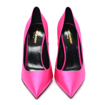 SAINT LAURENT Satin Crepe Marylin 110 Pumps 41 Fuchsia