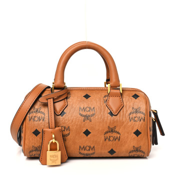 MCM Visetos Mini Ella Boston Bag Cognac