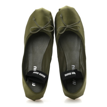 MIU MIU Satin Ballerina Flats 36.5 Oliva