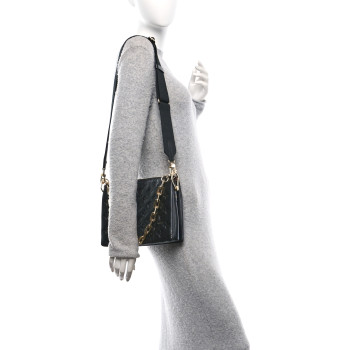 LOUIS VUITTON Lambskin Embossed Monogram Coussin PM Black