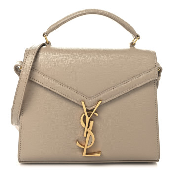 SAINT LAURENT Grain de Poudre Mini Classic Monogram Cassandra Top Handle Beige