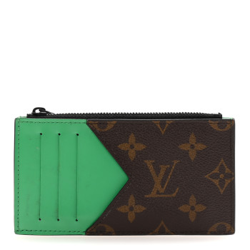 LOUIS VUITTON Monogram Calfskin Coin Card Holder Minty Green
