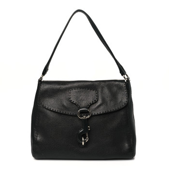 PRADA Vitello Daino Shoulder Flap Bag Black