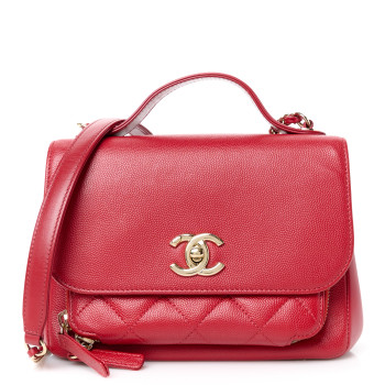 CHANEL Caviar Quilted Small Business Affinity Flap Red