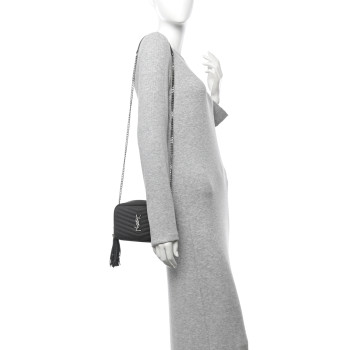 SAINT LAURENT Grain De Poudre Matelasse Monogram Mini Lou Camera Bag Asphalt