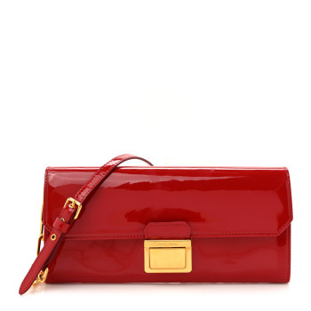 MIU MIU Vernice Madras Wallet On Chain Rosso