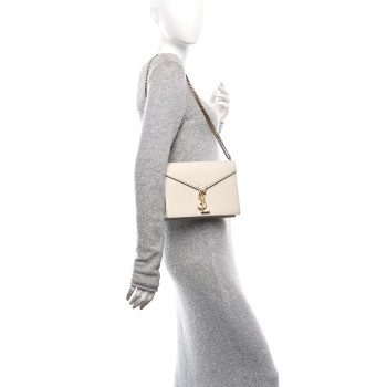 SAINT LAURENT Grain De Poudre Monogram Cassandra Clasp Bag Crema Soft