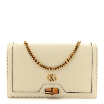 GUCCI Textured Dollar Calfskin Mini Diana Chain Bag White