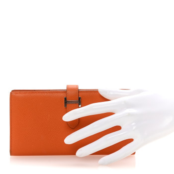 HERMES Epsom Bearn Gusset Wallet Orange