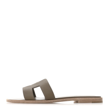 HERMES Epsom Oran Sandals 37.5 Etoupe