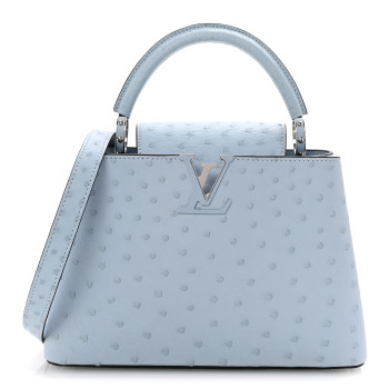 LOUIS VUITTON Ostrich Flower Chain Capucines BB Light Blue
