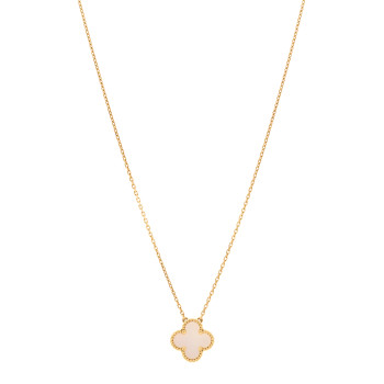 VAN CLEEF & ARPELS 18K Yellow Gold Mother of Pearl Vintage Alhambra Pendant Necklace