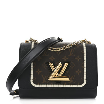 LOUIS VUITTON Calfskin Monogram Braided Twist Shoulder Bag MM Black