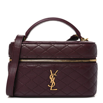 SAINT LAURENT Lambskin Quilted Mini Gaby Vanity Case Rouge Cabernet
