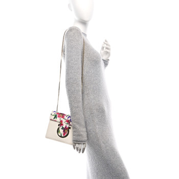 SALVATORE FERRAGAMO Canvas Calfskin Thalia Crossbody Bag White Multicolor