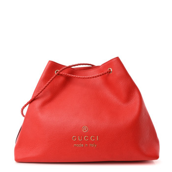 GUCCI Calfskin Large Gifford Braided Handle Tote Sporting Red