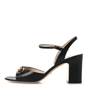 GUCCI Malaga Kid Horsebit Lady 75mm Sandals 40.5 Black