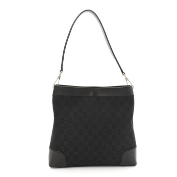 GUCCI Canvas Calfskin Monogram Tote Bag Brown