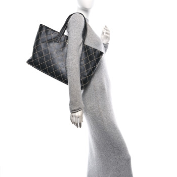 CHANEL Calfskin Wild Stitch Large Tote Black