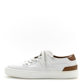 HERMES Matte Niloticus Crocodile Calfskin Deep Sneakers 38 White Marron Alezan