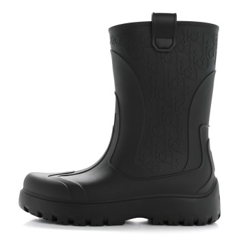 CHRISTIAN DIOR Rubber Oblique Garden Rain Boots 39 Black