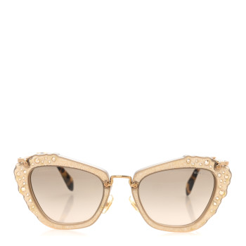 MIU MIU Metal Crystal Cat Eye Sunglasses SMU04Q Gold