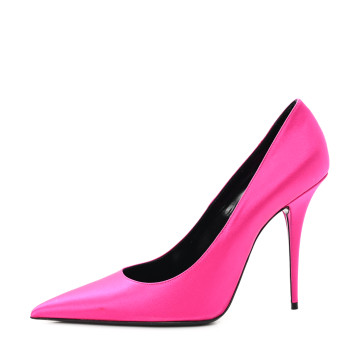 SAINT LAURENT Satin Crepe Marylin 110 Pumps 41 Fuchsia