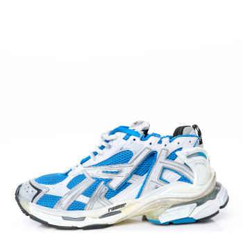 BALENCIAGA Mesh Rubber Bi-Color Mens Runner Sneakers 45 Grey Blue White