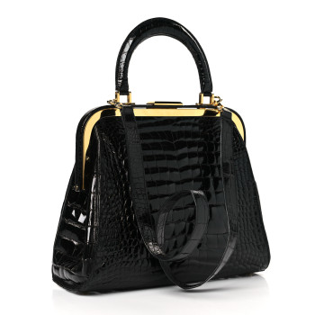CHRISTIAN DIOR Crocodile Doctor Bag Black