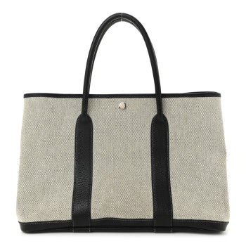 HERMES Toile Negonda Garden Party 36 MM Tote Black Ecru