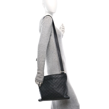 GUCCI Guccissima Medium Flat Messenger Bag Black